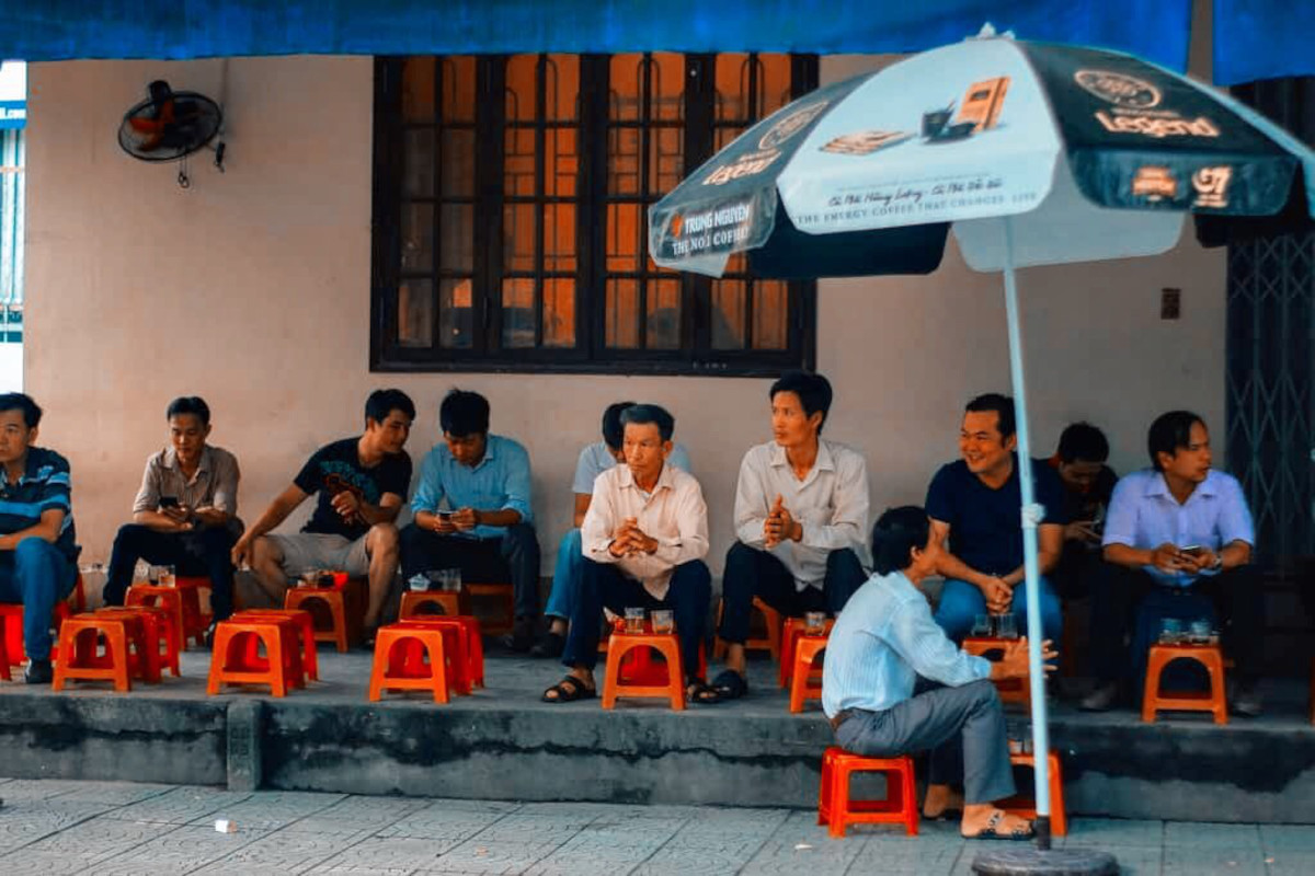 Typical street coffee shops in Vietnam