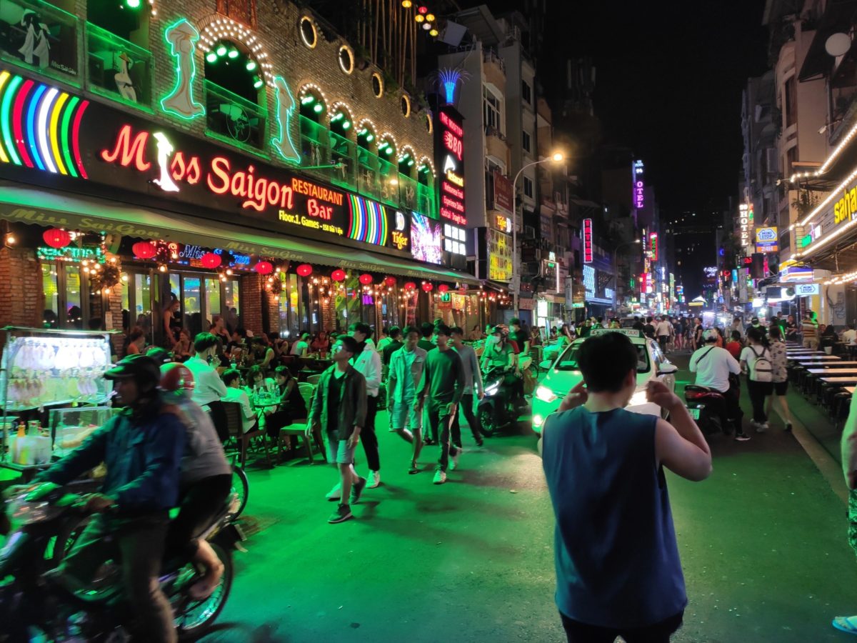 Bui Vien walking street in Ho Chi Minh city at night